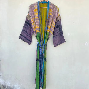 Seda Tie Dye Kimono Ropa de mujer Long Tie Dye Resort Wear Night Wear Tie Dye Kimono - Product Image 1