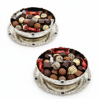 Plateaux de service en métal, nouvelle conception, vente chaude, avec bols pour servir des chocolats et des desserts, fabriqués en acier et en laiton