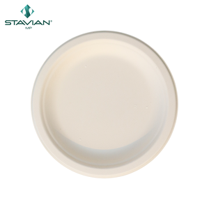 Plato desechable Fibras a base de plantas Ecológico 100% Biodegradable Sostenible 6 "Placa redonda en blanco y marrón - Product Image 5