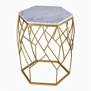 Mesa de Centro Redonda Moderna de Hierro con Tapa de Mármol, Acabado con Recubrimiento en Polvo, Tamaño Personalizado - Muebles de Sala de Estar para Uso Doméstico y Hotelero - Product Image 1