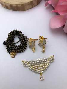 Collar minimalista CZ Mangalsutra, colgante de Zirconia cúbica con elegante cadena de cuentas negras para mujer, acabado Premium de alta calidad - Product Image 4