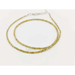 Collier de perles cubiques jaunes naturelles de 2-3 mm, 16 pouces, bijoux étincelants - Product Image 1