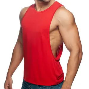 男性用タンクトップカスタムロゴ付きスポーツフィットネスボディービル男性用タンクトップジム服ノースリーブシャツ