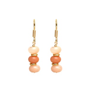 Boucles d'oreilles pendantes en aventurine de pêche faites à la main en plaqué or avec perles entretoises bijoux en pierres précieuses orange élégantes pour femmes - Product Image 6