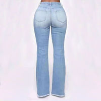 Jeans en denim déchirés taille haute coupe droite pour femme, personnalisables en gros OEM, respirants, pour usage décontracté, style urbain, avec nœud