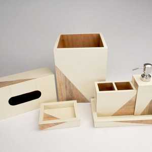 Juego de accesorios de baño modernos de alta calidad decorativos, juego de baño doméstico de resina y madera, hotel de lujo - Product Image 2