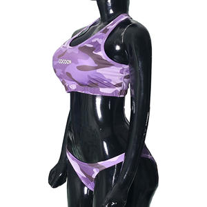 Women's Sublimated Printed Two-Piece Yoga & Racing Swim Suit Active <b>Sports</b> Bra Top <b>Bikini</b> Bottom Stretch Swimwear Activewear - Product Image 2