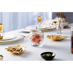 ถาดโลหะรูปใบไม้สีทองวางกลางโต๊ะสำหรับตกแต่งจานเสิร์ฟสำหรับงานปาร์ตี้ที่บ้านรูปทรงใบไม้หรูหรา - Product Image 2