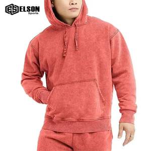 Dernier modèle Design SUn Fermeture éclair délavée à manches longues French Terry Distressed Brodé Tissu respirant Acid Wash Hoodie - Product Image 4