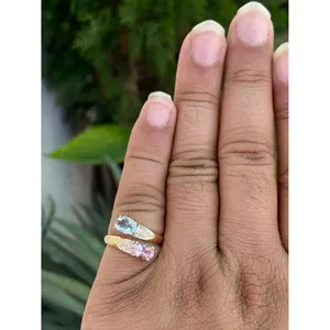14k Gold Aquamarine Morganite Diamond <b>Ring</b> Elegant Jewelry <b>for</b> <b>Men</b> and Women - Product Image 6
