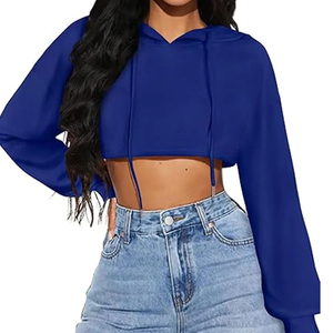 Custom Printed Front <b>Winter</b> Hooded Lightweight <b>Women</b> Crop <b>Top</b> Hoodies Eco-Friendly Quick Dry Breathable Cheap Price for Online - Product Image 1