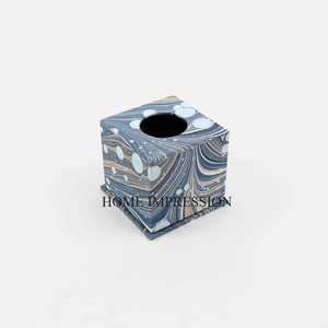 Vente en gros de boîte à mouchoirs en marbre imprimé sur mesure boîte à mouchoirs en marbre ligne dorée pour la maison hôtel bureau mariage utiliser prix bon marché - Product Image 6