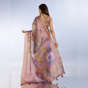 Sari imprimé abstrait marron le plus vendu, imprimés GG-451 parfaits, imprimés abstraits luxueux, mélange parfait - Product Image 2