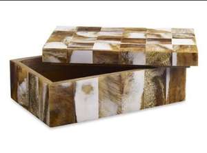 ชุดกล่องเครื่องประดับฮอร์นทรงเรขาคณิตสีเบจทำมือ3ชิ้นกล่องเก็บของตกแต่งหรูหราทำจากเขาควายแท้ - Product Image 6