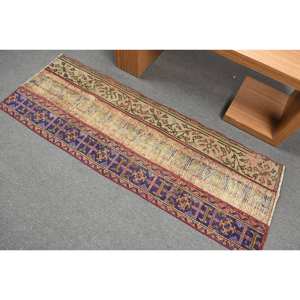 พรมขนแกะ2.1x5.9ft ตุรกีสีเบจสีน้ำเงินแบบดั้งเดิมการออกแบบปะต่อทรงสี่เหลี่ยมผืนผ้าแบบคลาสสิกวัสดุโพลีเอสเตอร์สำหรับห้องนอนห้องนั่งเล่น - Product Image 4