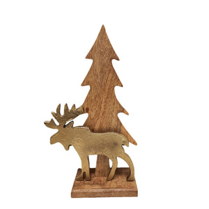 Árbol de hierro y madera de aluminio con Reno, Base de plata y color Natural, led gigante para decoración de Festival de Navidad - Product Image 3