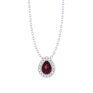 Trendy Geometric <b>Garnet</b> and Cubic Zirconia <b>Pendant</b> in Sterling Silver with Rose Gold Plating 18 Inch Chain 11x8mm - Product Image 2