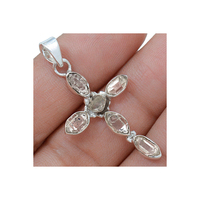 Schöne feste Sterling Silber Herkimer Diamant Stein Anhänger Schmuck zum Verkauf zum Großhandels preis Kreuz Anhänger Geschenk für Freund