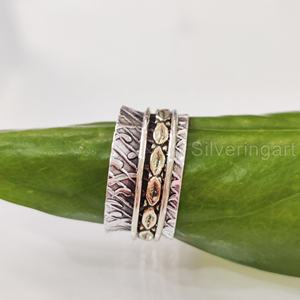 Anneau de méditation Infinity Spinner Band Bague de pouce pour femme en argent sterling 925 Fidget Bijoux faits à la main Fine Yoga Mens Spinner Ring - Product Image 1