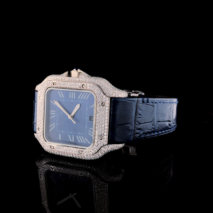 Reloj de Pulsera Cuadrado Simple de Cuarzo VVS para Hombre, Estilo Deportivo/Elegante, de Acero Inoxidable, Chapado en Oro Blanco, Diseño Romano, ETA - Product Image 5