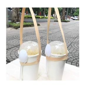 สายยึดถ้วยทำจากไม้ไผ่แบบใช้แล้วทิ้ง2024ทันสมัยเป็นมิตรต่อสิ่งแวดล้อมสายรัดจับถ้วยน้ำชานมทำด้วยมือ - Product Image 3