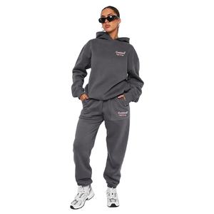 Sudadera con capucha de gran tamaño para mujer de algodón 100% de alta calidad, chándal cálido de lana de 2 piezas, pantalón transpirable y diseño impreso - Product Image 3