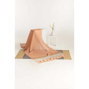 Dupatta en coton pêche teint en fil et imprimé au bloc, style pakistanais, pour Salwar/Salwar Kameez, robes indiennes cousues - Product Image 3