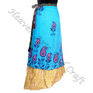 กระโปรงยาวผ้าไหมมหัศจรรย์ส่าหรี2ชั้นแบบกลับด้านได้2ชั้นกระโปรงยาวผ้าสำรับยิปซียิปซีแบบใหม่มีสไตล์ - Product Image 1