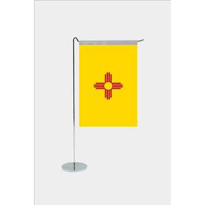 Drapeau de bureau en forme de L pour l'État du Nouveau-Mexique, imprimé numériquement sur tissu, avec mât en aluminium - Product Image 1