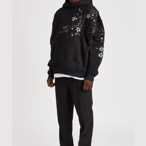 Vêtements de rue décontractés pour hommes sweat à capuche brodé en chenille sweat-shirts personnalisés en chenille pulls à capuche simples en polaire unisexe - Product Image 5