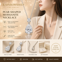 Collier en moissanite taille poire 1 carat couleur D clarté VVS en argent sterling S925 plaqué platine, pendentif goutte d'eau pour femme
