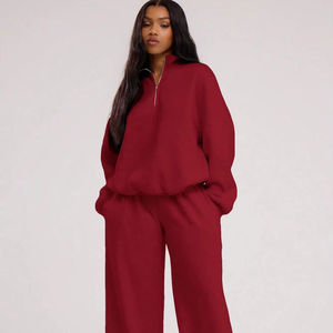 Conjunto Deportivo Personalizado para Mujer, Sudadera Holgada y Pantalones Anchos de Felpa Premium, Estilo Casual, Marca Privada OEM - Product Image 3