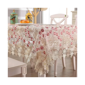 Elegant Floral Premium Half White GOTS Certified Eco-Friendly Embroidered <b>Square</b> Lace <b>Tablecloth</b> Handcrafted Washable Home Decor - Product Image 4