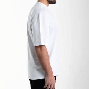 เสื้อยืดผ้าฝ้าย100 220 GSM สำหรับผู้ชายเสื้อยืดพิมพ์ลายสกรีนเสื้อยืดโอเวอร์ไซส์โชว์ไหล่ - Product Image 3