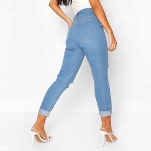 New Design High-Rise Distressed Skinny <b>Jeans</b> for Women Plus Size Breathable OEM Wholesale Solid Pattern for Winter Custom - Product Image 2