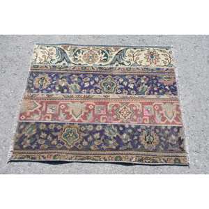 พรมโพลีเอสเตอร์ขนแกะตุรกีงานแฮนด์เมด3.2ft 2.8ชิ้นสีฟ้าคลาสสิกงานเย็บปะทรงสี่เหลี่ยมผืนผ้าดีไซน์สำหรับห้องนั่งเล่นห้องนอนน้ำยาง - Product Image 3