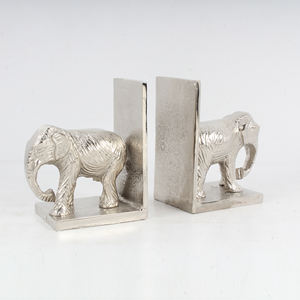 ชุดที่กั้นหนังสือแผ่นอลูมิเนียมสีเงินรูปช้างพร้อมที่กั้นหนังสือคุณภาพดีสำหรับใช้ในบ้านและสำนักงาน - Product Image 2