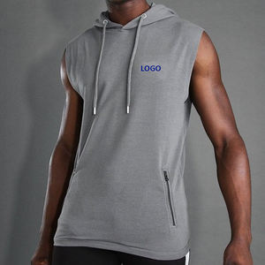 OEM Sweat à capuche fin de jogging personnalisé Sudadera avec cordon de serrage Logo Fitness Sports Hommes Gym Training Sweats à capuche sans manches pour hommes - Product Image 4