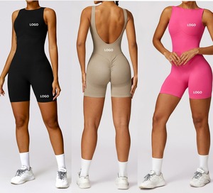 Combinaison de sport pour femme en spandex/nylon respirant à compression haute intensité, couleur unie, dos long, effet invisible - Product Image 2