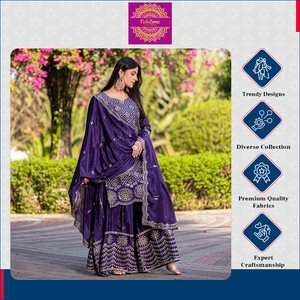 Meilleur prix pour High Nouvel ensemble de vêtements de fête traditionnels de créateur-High Chinon Kurti Plazzo Dupatta pour femme Dernière arrivée en stock - Product Image 5
