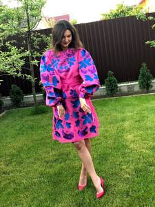 Ukraine à la mode Floral brodé ballon manches Mini longueur courte élégante robe Ukraine avec ceinture - Product Image 5