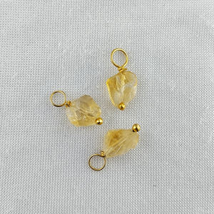 Hecho a mano 18K oro Vermeil 925 alambre de plata esterlina envuelto crudo 8-10mm Natural piedra natal áspera citrino colgante encantos finos - Product Image 3