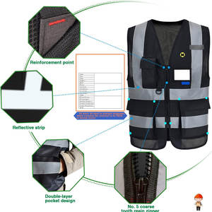 Chaleco de trabajo con tiras reflectantes, cierre de cremallera y bolsillos | Chaleco de seguridad de alta visibilidad para ropa de trabajo, venta al por mayor - Product Image 4