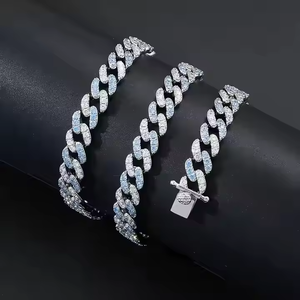 Collar Cubano Hip Hop de 13 mm con Incrustaciones de Circonitas, Plata 925 Chapada en Oro Rosa, Color D VVS, Eslabones Infinitos, Estilo Moissanita, para Boda o Compromiso - Product Image 5