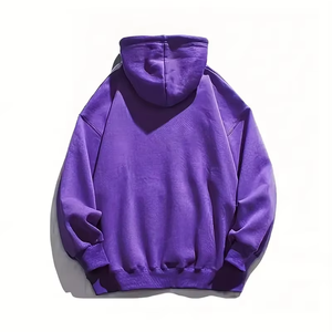 Sweat à capuche de couleur unie pourpre pour homme-Sweat-shirt ample de style hip-hop avec poche kangourou Pull décontracté à manches longues fabriqué en BD - Product Image 2