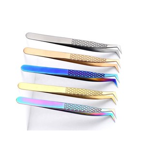 Pinzas profesionales para pestañas a bajo precio, herramientas de belleza de alta calidad, pinzas para pestañas, el mejor agarre, pinzas para pestañas, color beige - Product Image 2