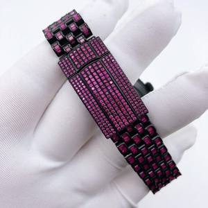 New Arrival Pink Color VVS Moissanite Diamond Stainless Steel Automatic Iced Out <b>Wrist</b> <b>Watch</b> Hip Hop Bling Luxury <b>Men</b> Fashion - Product Image 5