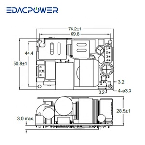 48V 120W 150W 2.5A 3.12A MAX. Alimentations à cadre ouvert médicales/ITE série EPM1122M pour usage médical - Product Image 2