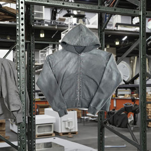 Sweat à capuche personnalisé à double fermeture éclair 100% coton pour hommes Sweatshirts d'hiver de haute qualité Sweat à capuche à capuche en strass délavé au soleil - Product Image 2