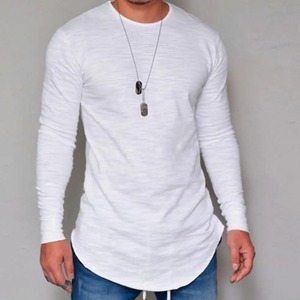 Otoño invierno camiseta hombres precio bajo manga larga Camisetas masculinas Slims cuello redondo ropa sólida camiseta calle casual Jersey de algodón - Product Image 2